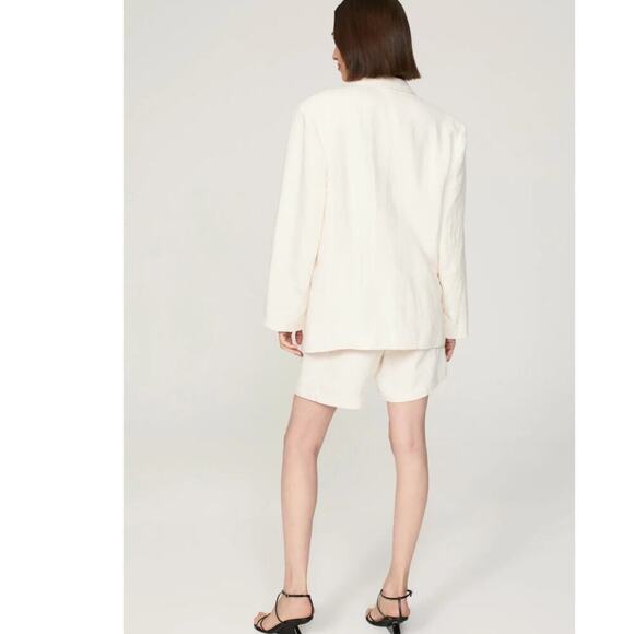 Anine Bing Quinn Blazer 100% Linen In Eggshell Size Small Oversized - Picture 9 of 15
